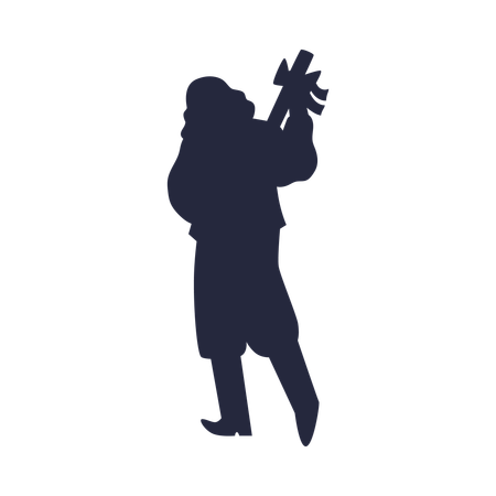 Gypsy musician black silhouette playing guitar  Illustration