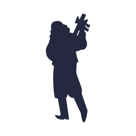 Gypsy musician black silhouette playing guitar  Illustration