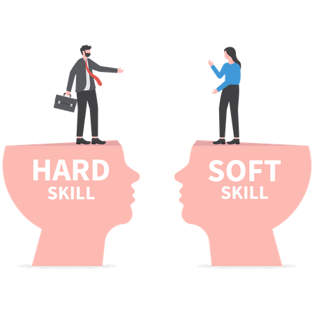 Habilidades difíceis vs soft skills  Ilustração