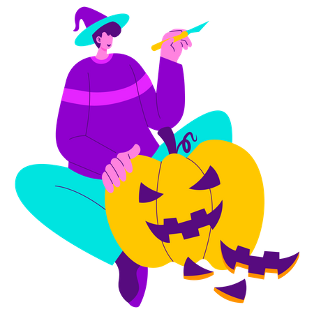 Hacer decoración de calabaza de Halloween  Ilustración