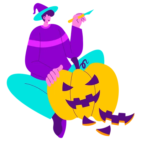 Hacer decoración de calabaza de Halloween  Ilustración