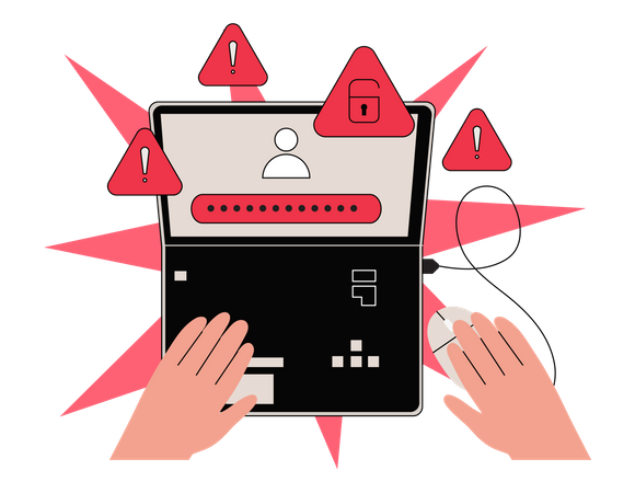 Hack de senha por hacker  Ilustração