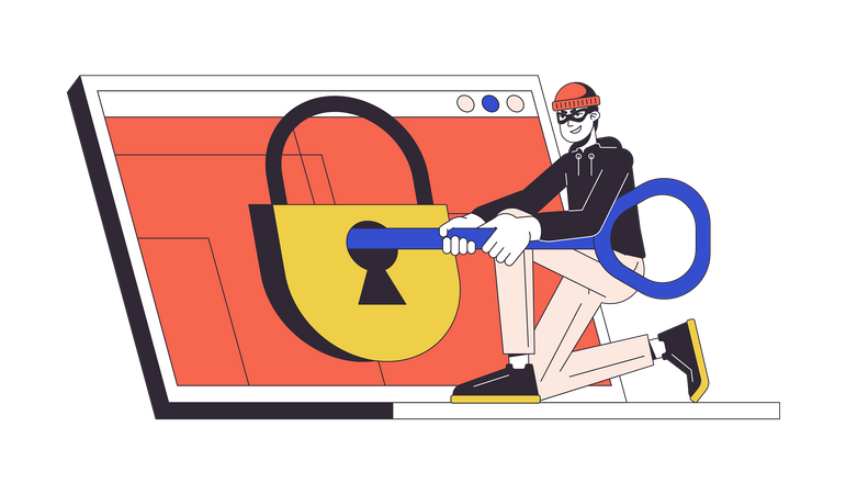 Hackeando cadeado  Ilustração