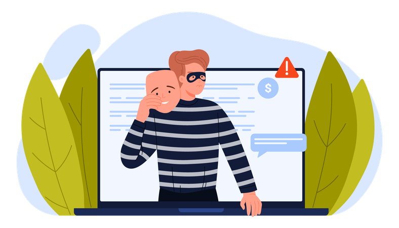 ハッカーがオンラインデータを攻撃  イラスト