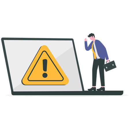 Hacker attacked businessman laptop  Illustration