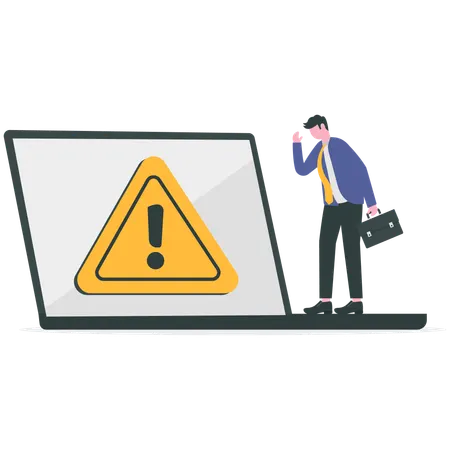 Hacker attacked businessman laptop  Illustration
