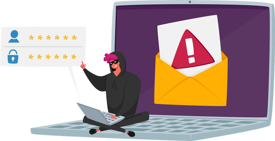 Hacker attacking by email Illustration