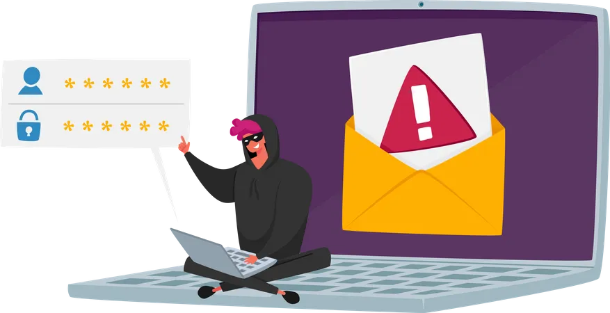Hacker attacking by email  Illustration