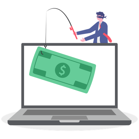 コンピュータネットワークを攻撃するハッカー  イラスト