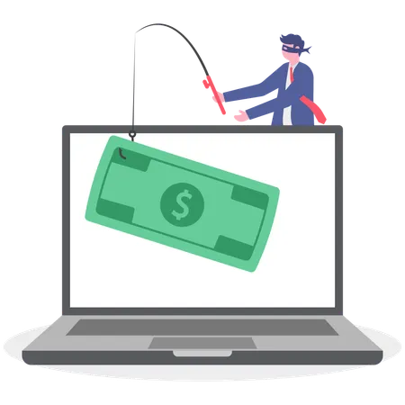 コンピュータネットワークを攻撃するハッカー  イラスト