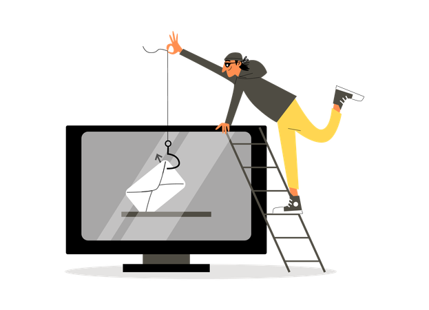 Hacker attacks computer with viruses  Illustration