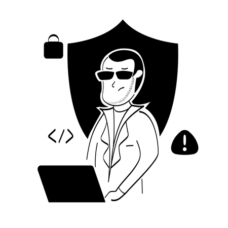Hacker attacks system software  Illustration