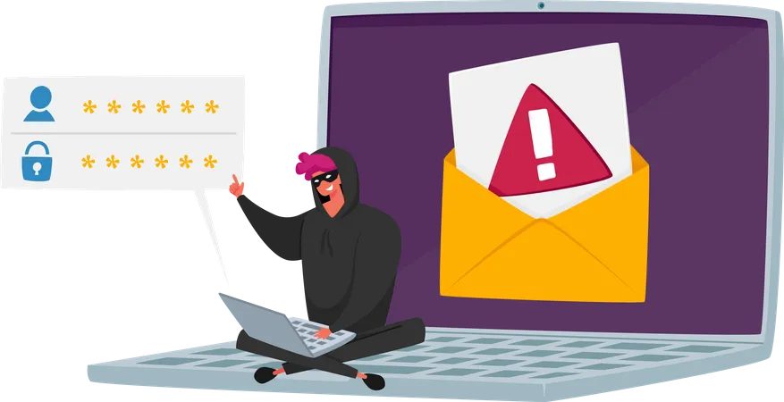 Hacker attaquant par email  Illustration