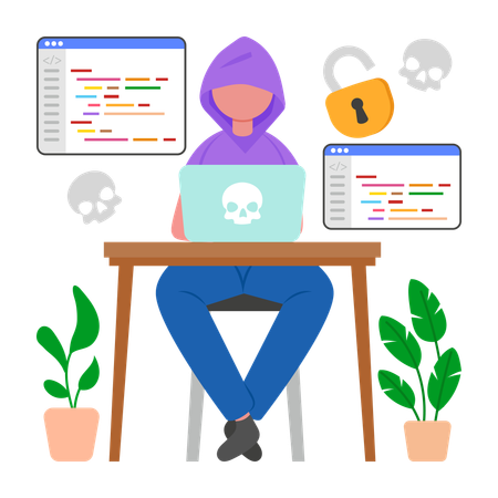 Hacker beim Online-Hacking  Illustration