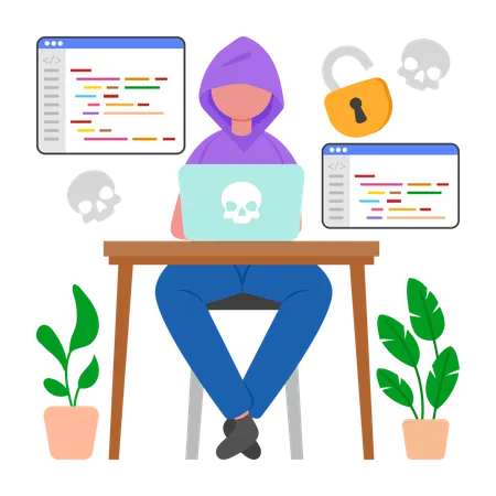 Hacker beim Online-Hacking  Illustration
