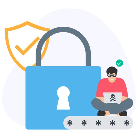 Hacker breaking security lock  Illustration