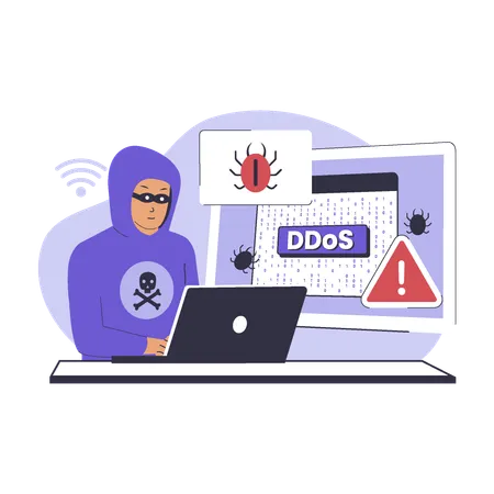 Hacker Ddos Attack Illustration Concept Illustration For Websites Landing Pages Mobile Applications Posters And Banners Trendy Flat Vector Illustration Illustration