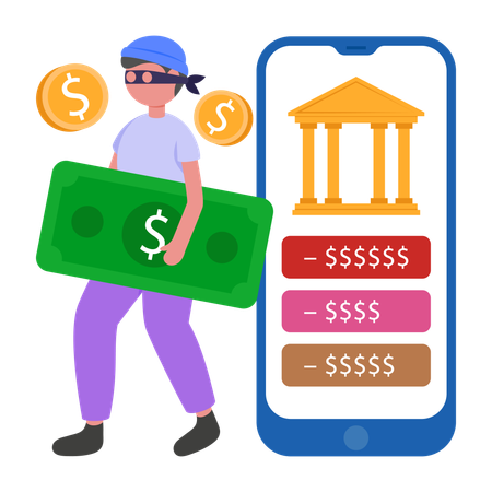 Hacker doing Bank Fraud  Illustration