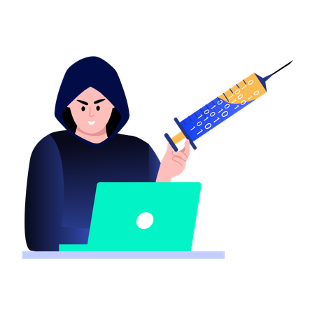 コードインジェクションを行うハッカー  イラスト