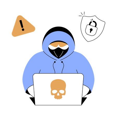 Hacker doing cyber hacking  Illustration