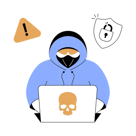 Hacker doing cyber hacking  Illustration