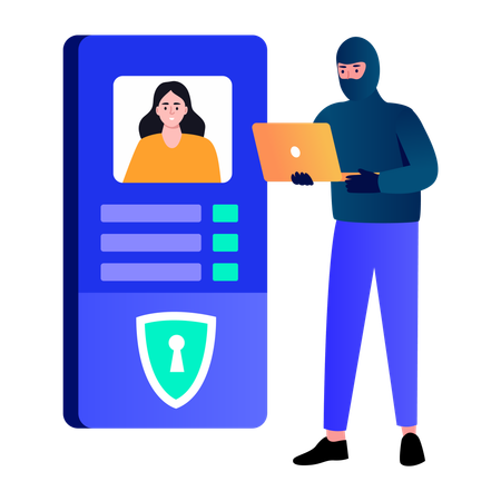 Hacker doing Cyberattack  Illustration