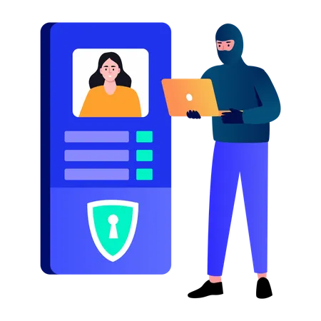 Hacker doing Cyberattack  Illustration