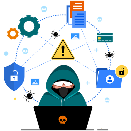 Hacker Doing Data Phishing  일러스트레이션