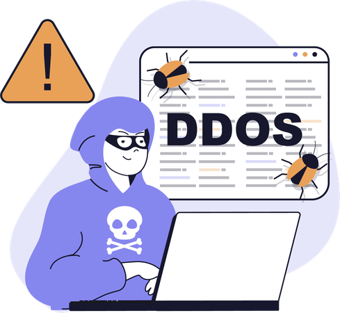 Hacker doing DDOS attack  Illustration