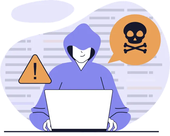 Hacker doing DOS attack  Illustration