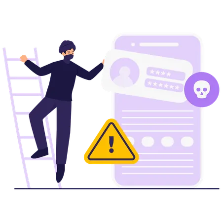 Hacker doing Identity Theft Attack  Illustration