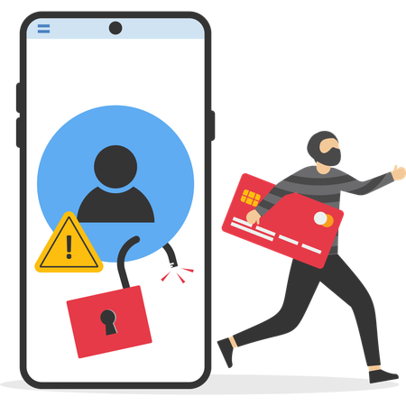 Hacker doing identity theft  Illustration