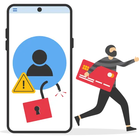 Hacker doing identity theft  Illustration