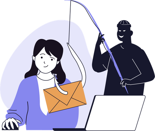 Hacker doing mail phishing  Illustration
