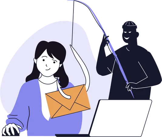 Hacker doing mail phishing  Illustration