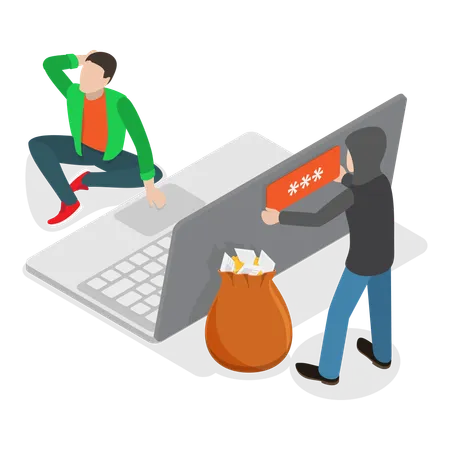 Hacker doing online scam  Illustration