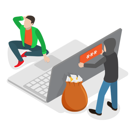 Hacker doing online scam  Illustration