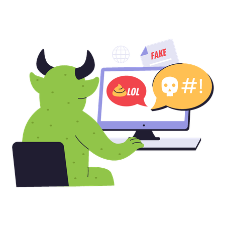 Hacker doing online trolling  Illustration