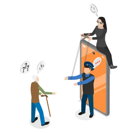 Hacker Doing Phone Phishing  Illustration