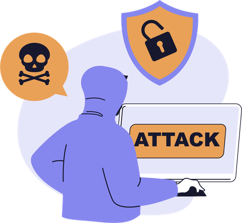 Hacker doing system hacking  Illustration