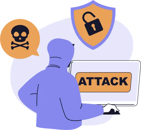 Hacker doing system hacking  Illustration