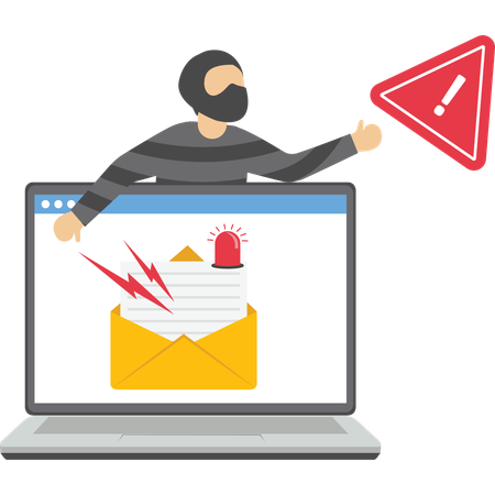 Hacker enviando e-mail cibernético  Ilustração
