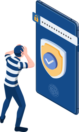 Hacker Failed to Hacking Smartphone with Security System  Illustration