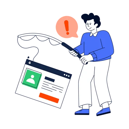 Hacker fazendo phishing em sites  Ilustração