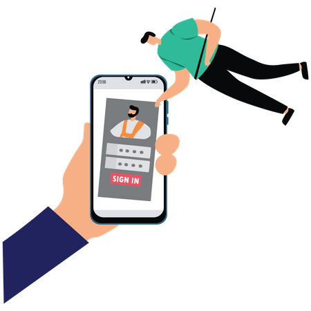 Hacker finds the password to hack a mobile phone  Illustration