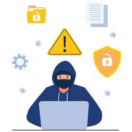 Hacker giving Attack Threat  Illustration
