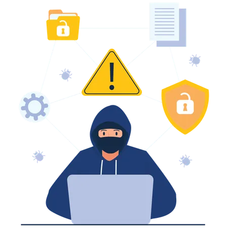 Hacker giving Attack Threat  Illustration