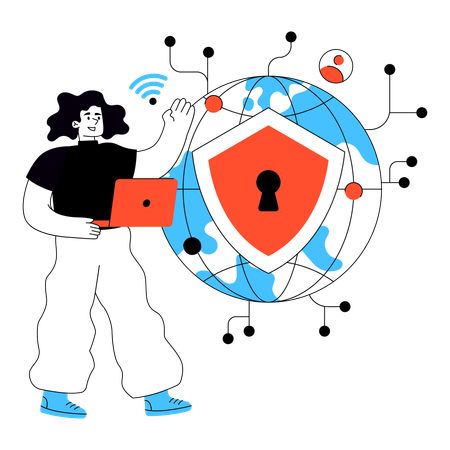 Hacker invade segurança de rede  Ilustração