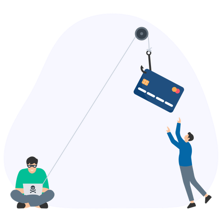 Hacker hacking a credit card  Illustration