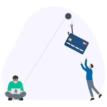 Hacker hacking a credit card  Illustration